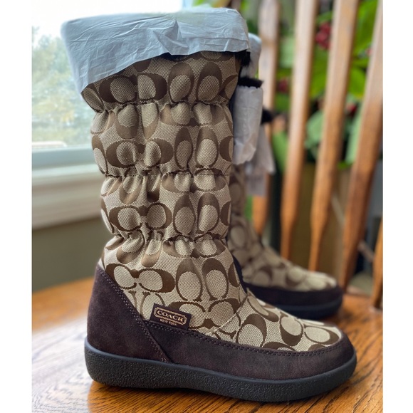$228 NEW! COACH RABBIT FUR Signature THEONA Winter Snow Boot 6 - Picture 7 of 12